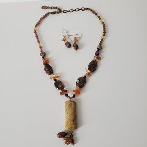 Necklace and Earring Set Autumn Colors